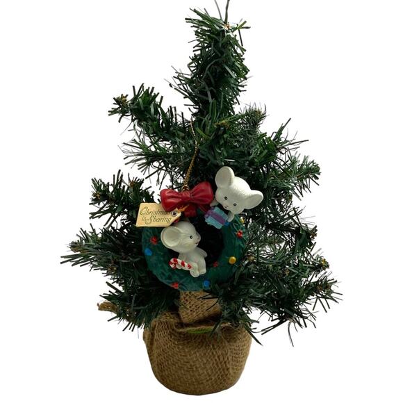 Vintage Christmas Wreath With Mice Ornament Green Lustre Fame Christmas Sharing - Picture 2 of 16